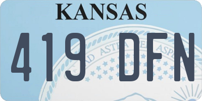 KS license plate 419DFN