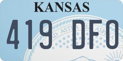 KS license plate 419DFO