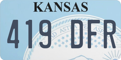 KS license plate 419DFR