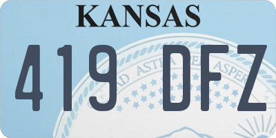 KS license plate 419DFZ