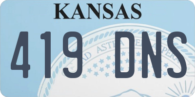 KS license plate 419DNS