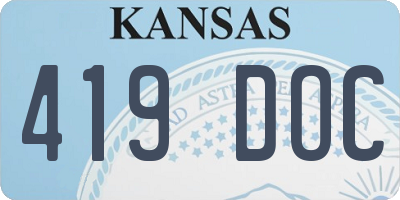 KS license plate 419DOC