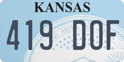 KS license plate 419DOF
