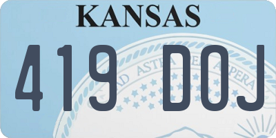 KS license plate 419DOJ