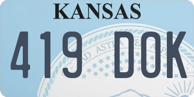 KS license plate 419DOK