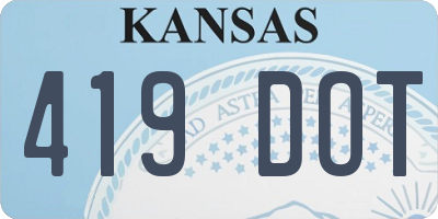 KS license plate 419DOT