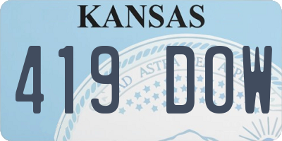 KS license plate 419DOW
