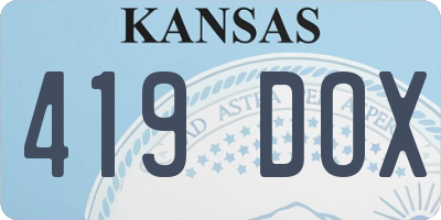 KS license plate 419DOX