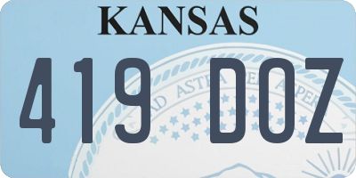 KS license plate 419DOZ
