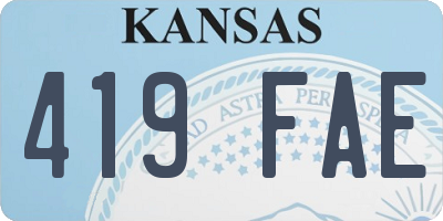 KS license plate 419FAE