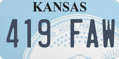 KS license plate 419FAW