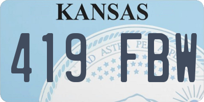 KS license plate 419FBW
