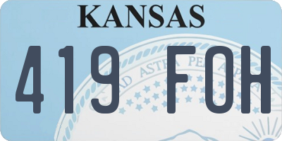 KS license plate 419FOH