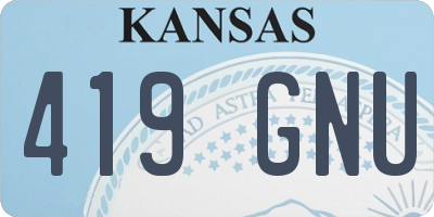 KS license plate 419GNU