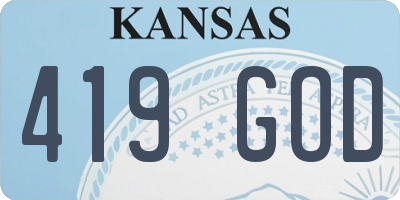 KS license plate 419GOD