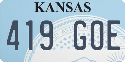 KS license plate 419GOE