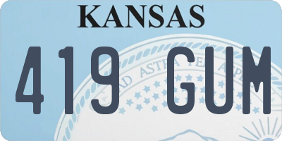 KS license plate 419GUM