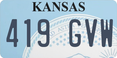 KS license plate 419GVW