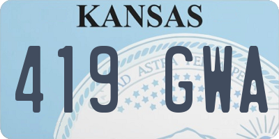 KS license plate 419GWA