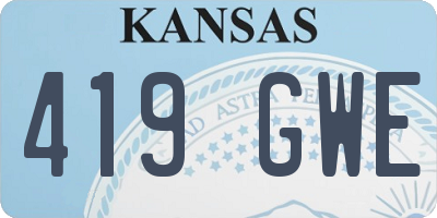 KS license plate 419GWE