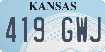 KS license plate 419GWJ