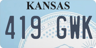 KS license plate 419GWK
