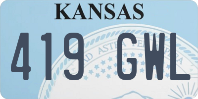 KS license plate 419GWL