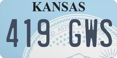 KS license plate 419GWS