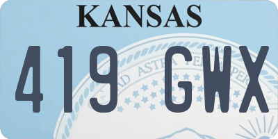 KS license plate 419GWX