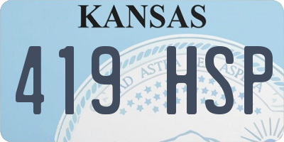 KS license plate 419HSP