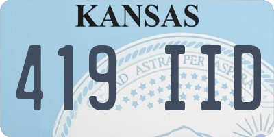 KS license plate 419IID