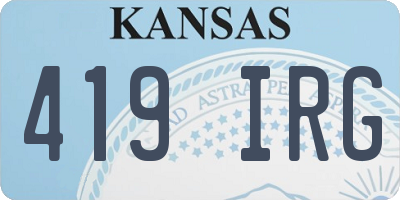 KS license plate 419IRG