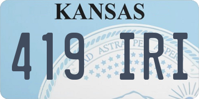 KS license plate 419IRI