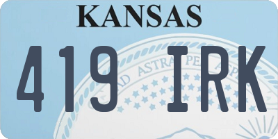 KS license plate 419IRK