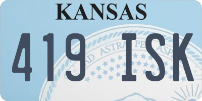 KS license plate 419ISK