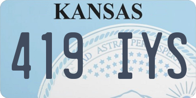 KS license plate 419IYS