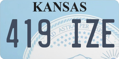 KS license plate 419IZE