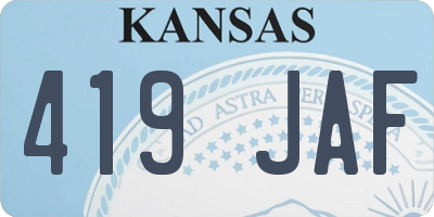 KS license plate 419JAF