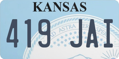 KS license plate 419JAI
