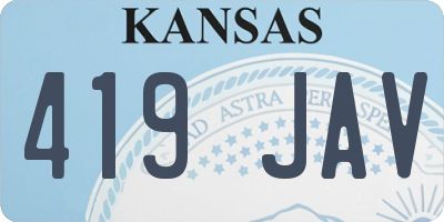 KS license plate 419JAV