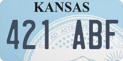 KS license plate 421ABF