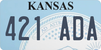 KS license plate 421ADA