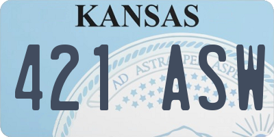 KS license plate 421ASW