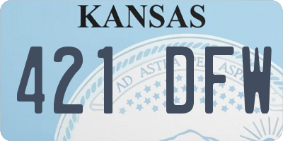 KS license plate 421DFW
