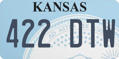 KS license plate 422DTW