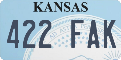 KS license plate 422FAK