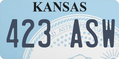 KS license plate 423ASW