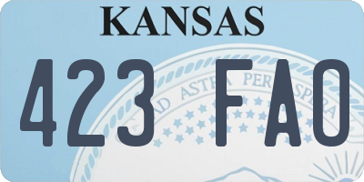 KS license plate 423FAO