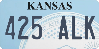 KS license plate 425ALK