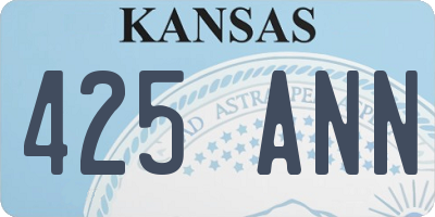 KS license plate 425ANN